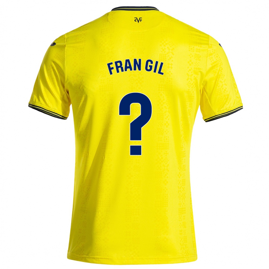 Vaikiškas Fran Gil #0 Geltona Juoda Namų Marškinėliai 2024/25 T-Shirt