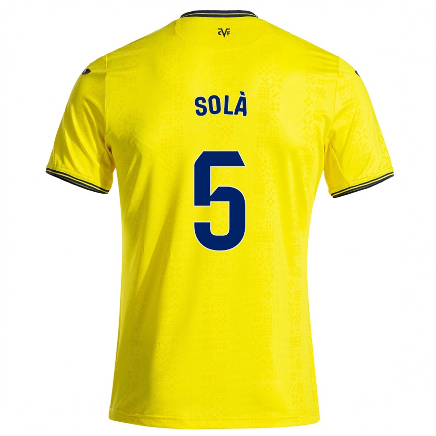 Vaikiškas Arnau Solà #5 Geltona Juoda Namų Marškinėliai 2024/25 T-Shirt