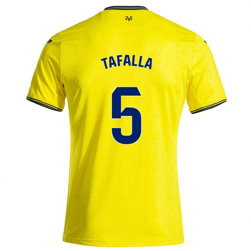 Vaikiškas Fran Tafalla #5 Geltona Juoda Namų Marškinėliai 2024/25 T-Shirt