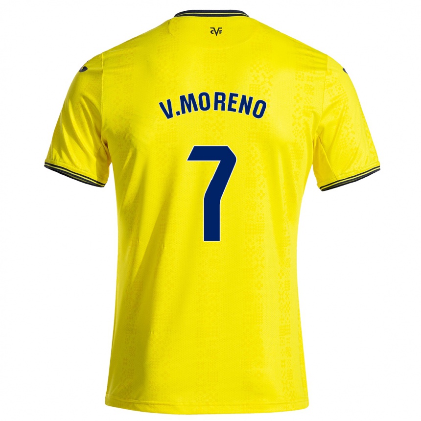 Vaikiškas Víctor Moreno #7 Geltona Juoda Namų Marškinėliai 2024/25 T-Shirt