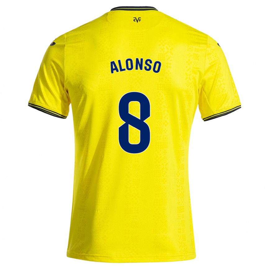 Vaikiškas Rodri Alonso #8 Geltona Juoda Namų Marškinėliai 2024/25 T-Shirt