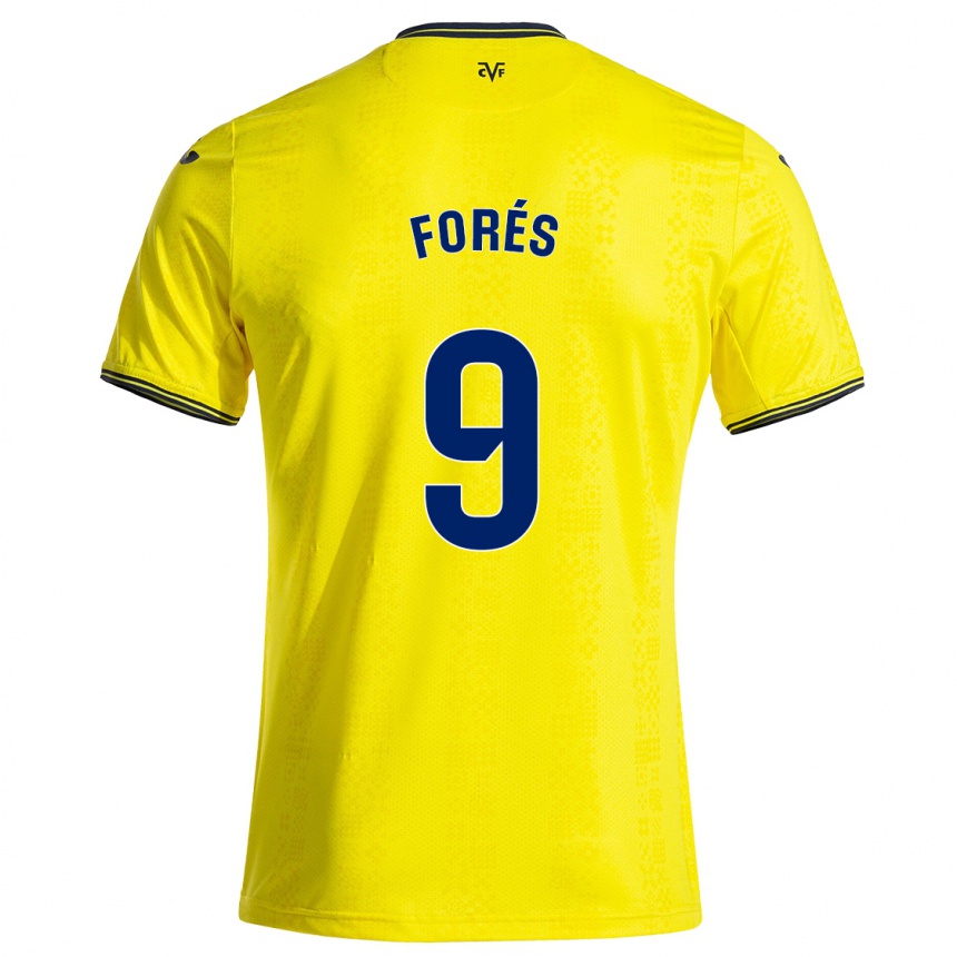 Vaikiškas Álex Forés #9 Geltona Juoda Namų Marškinėliai 2024/25 T-Shirt