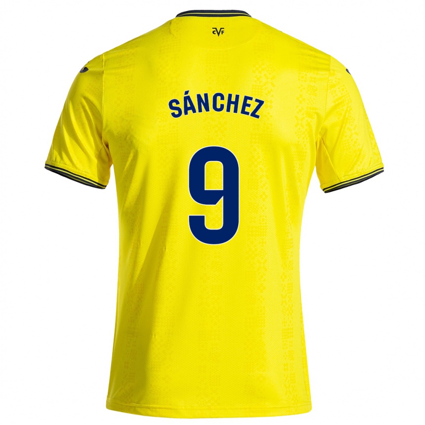 Vaikiškas Edu Sánchez #9 Geltona Juoda Namų Marškinėliai 2024/25 T-Shirt