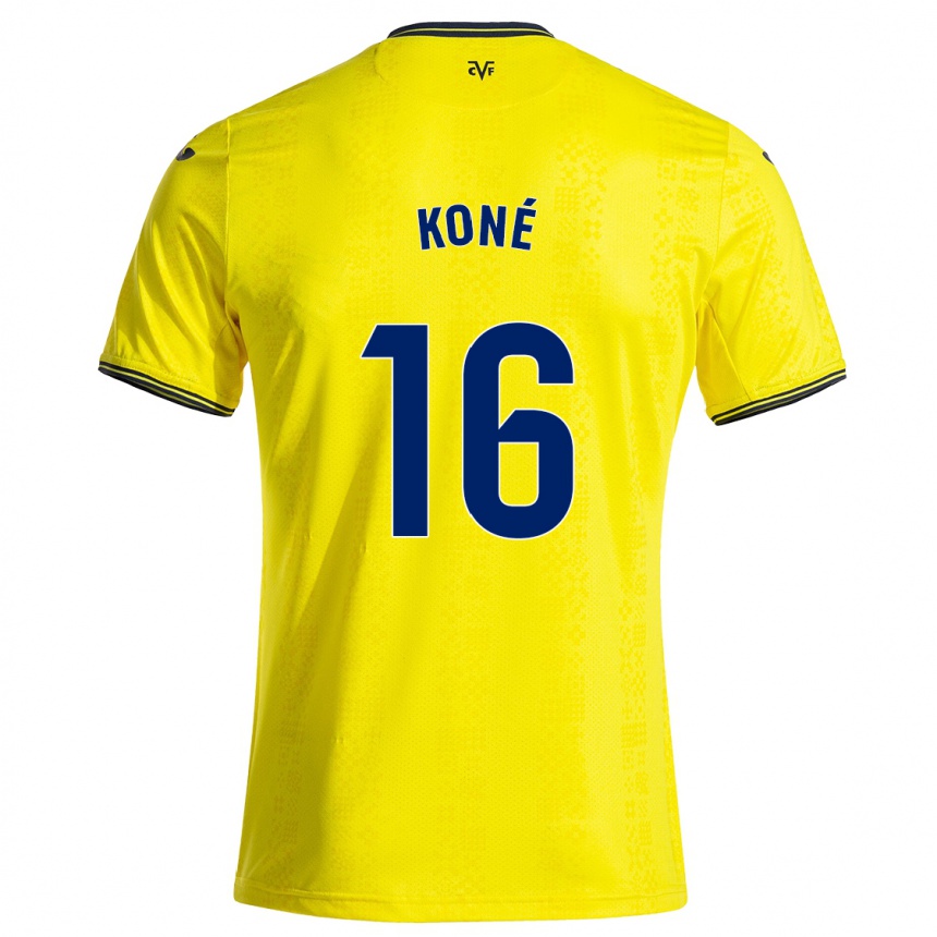 Vaikiškas Ayouba Koné #16 Geltona Juoda Namų Marškinėliai 2024/25 T-Shirt