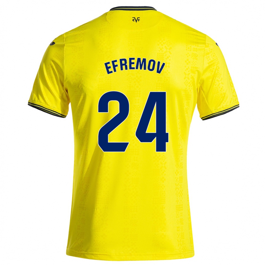 Vaikiškas Anton Efremov #24 Geltona Juoda Namų Marškinėliai 2024/25 T-Shirt