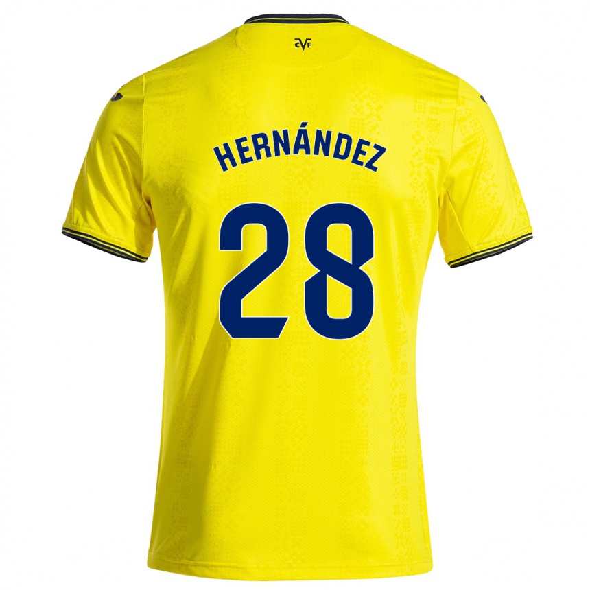 Vaikiškas Gerard Hernández #28 Geltona Juoda Namų Marškinėliai 2024/25 T-Shirt