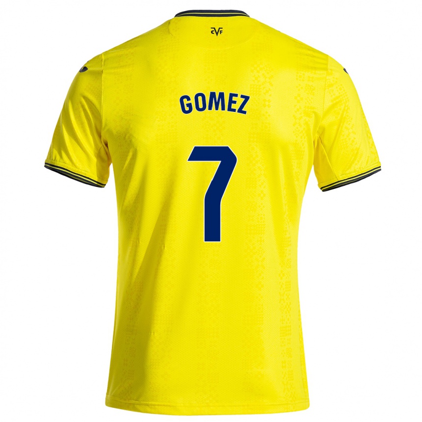 Vaikiškas Lucía Gómez #7 Geltona Juoda Namų Marškinėliai 2024/25 T-Shirt