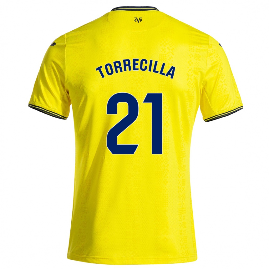 Vaikiškas Virginia Torrecilla #21 Geltona Juoda Namų Marškinėliai 2024/25 T-Shirt