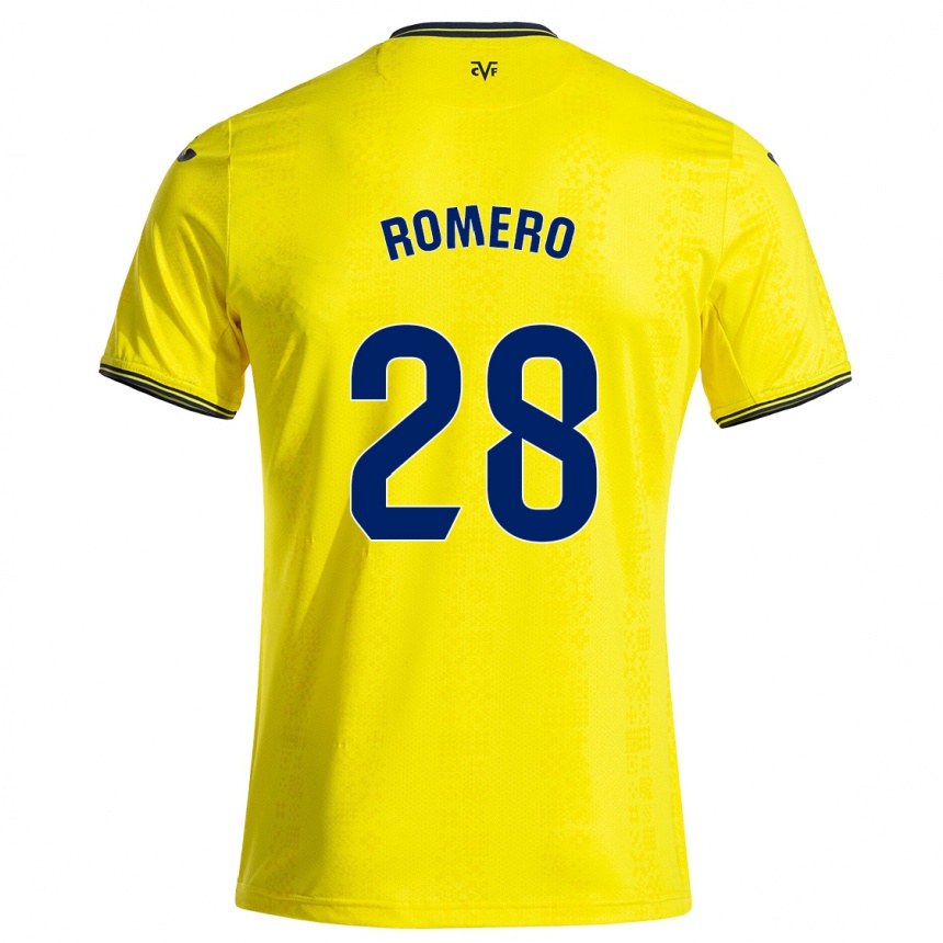 Vaikiškas María Romero #28 Geltona Juoda Namų Marškinėliai 2024/25 T-Shirt