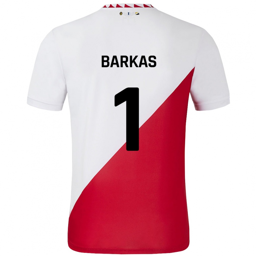 Vaikiškas Vasilios Barkas #1 Balta Raudona Namų Marškinėliai 2024/25 T-Shirt