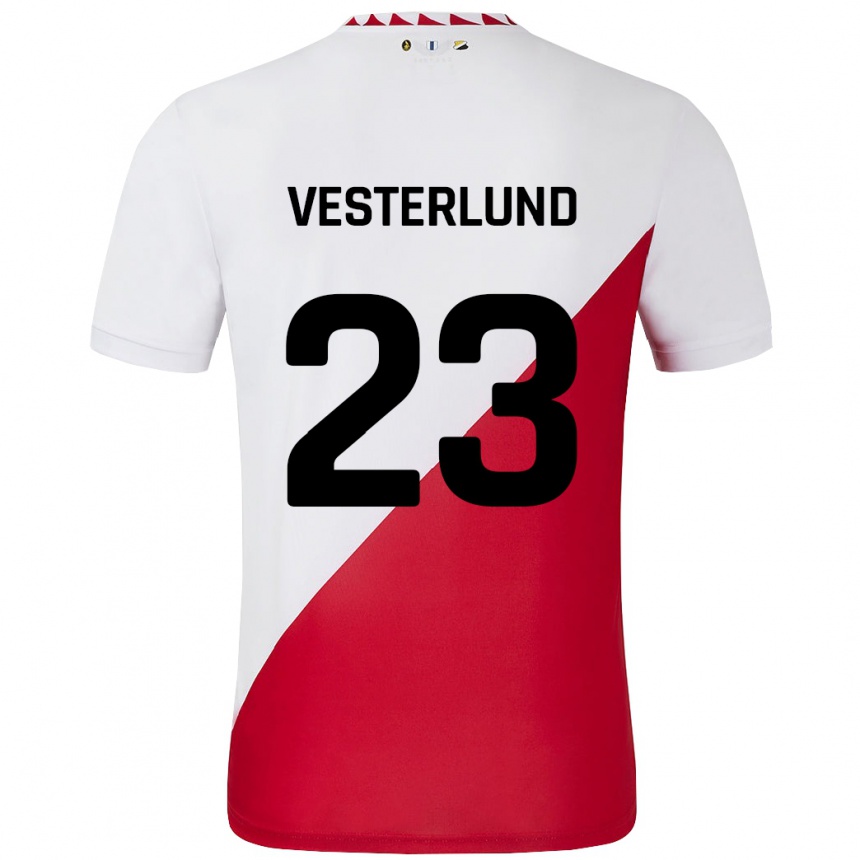 Vaikiškas Niklas Vesterlund #23 Balta Raudona Namų Marškinėliai 2024/25 T-Shirt