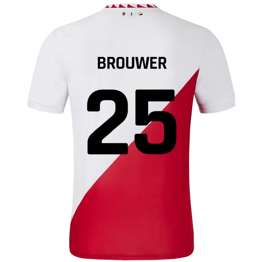 Vaikiškas Michael Brouwer #25 Balta Raudona Namų Marškinėliai 2024/25 T-Shirt