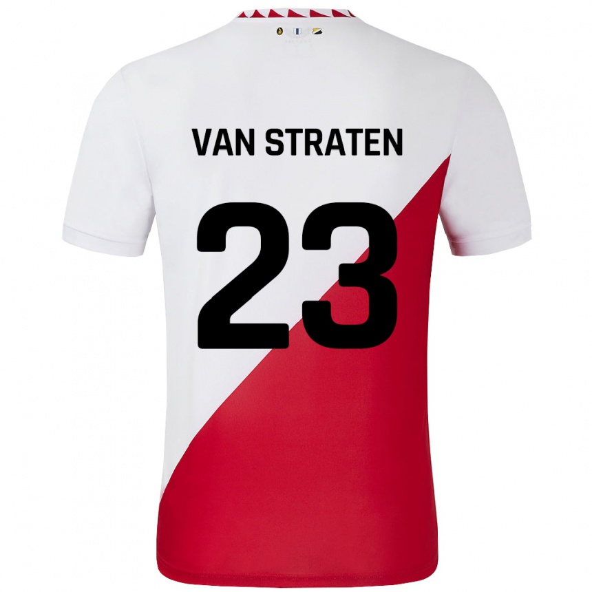 Vaikiškas Dieke Van Straten #23 Balta Raudona Namų Marškinėliai 2024/25 T-Shirt