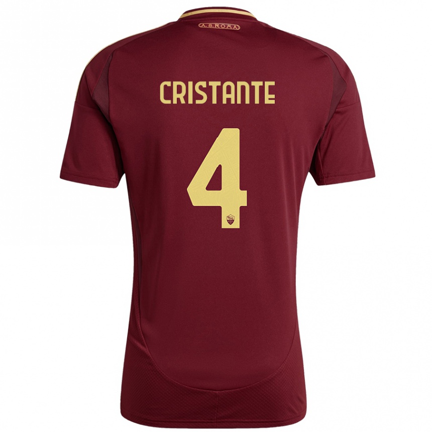 Vaikiškas Bryan Cristante #4 Raudonas Rudas Auksas Namų Marškinėliai 2024/25 T-Shirt