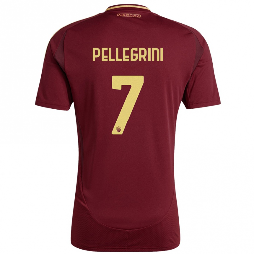 Vaikiškas Lorenzo Pellegrini #7 Raudonas Rudas Auksas Namų Marškinėliai 2024/25 T-Shirt