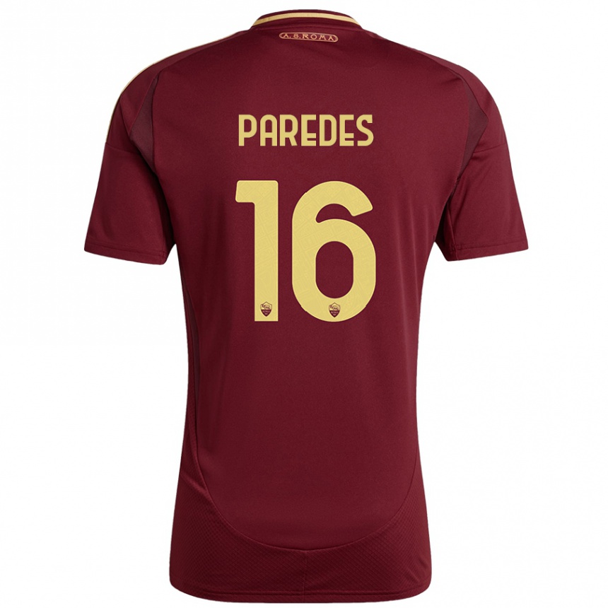 Vaikiškas Leandro Paredes #16 Raudonas Rudas Auksas Namų Marškinėliai 2024/25 T-Shirt