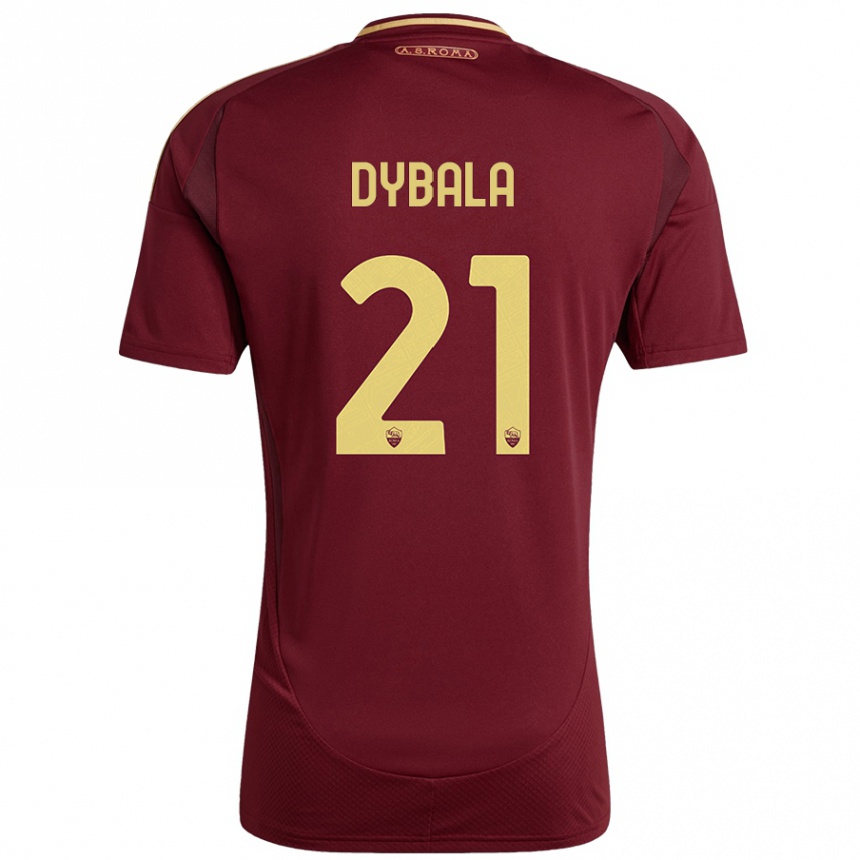 Vaikiškas Paulo Dybala #21 Raudonas Rudas Auksas Namų Marškinėliai 2024/25 T-Shirt