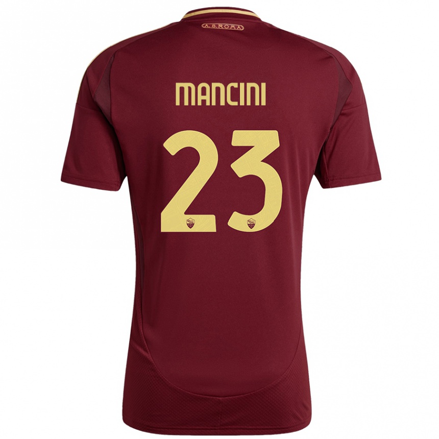 Vaikiškas Gianluca Mancini #23 Raudonas Rudas Auksas Namų Marškinėliai 2024/25 T-Shirt