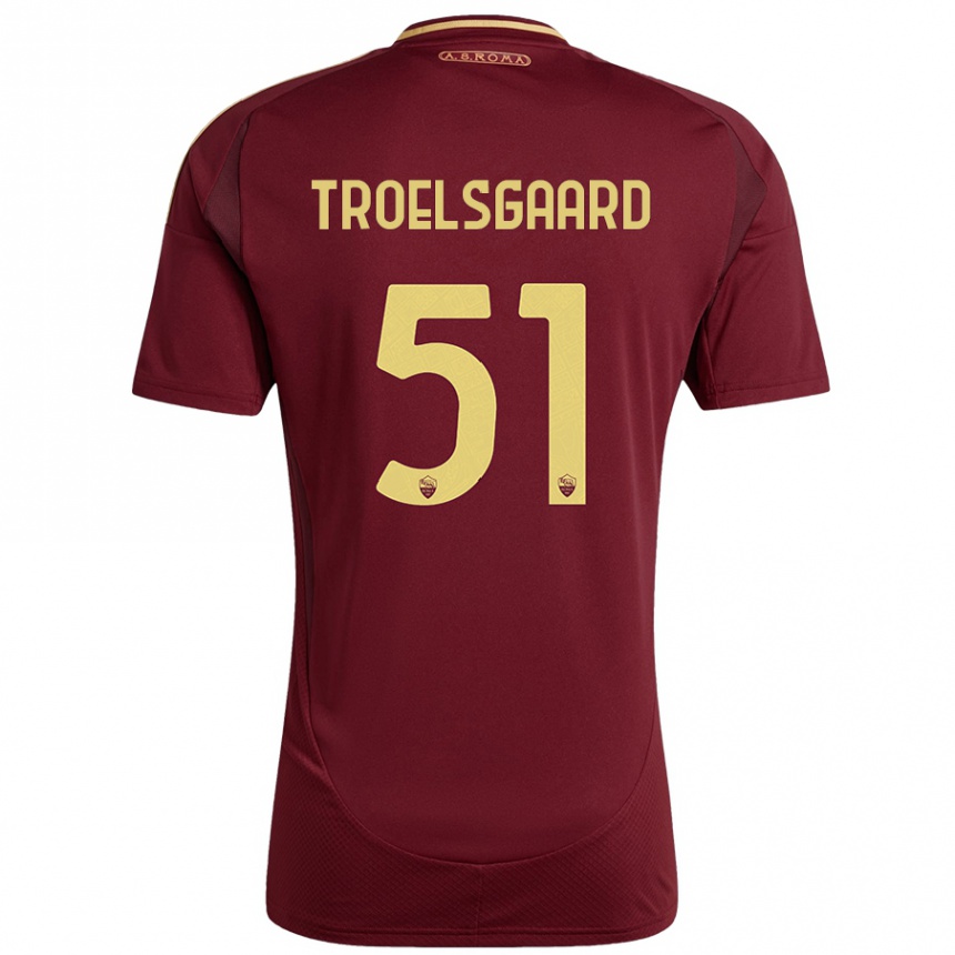 Vaikiškas Sanne Troelsgaard #51 Raudonas Rudas Auksas Namų Marškinėliai 2024/25 T-Shirt