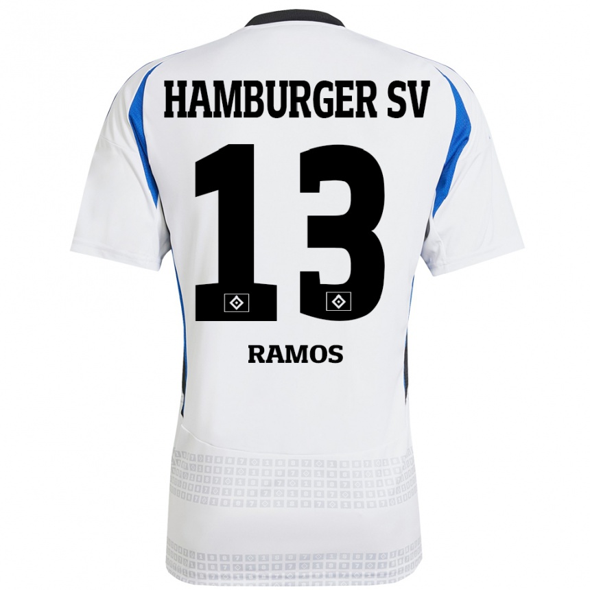 Vaikiškas Guilherme Ramos #13 Balta Mėlyna Namų Marškinėliai 2024/25 T-Shirt