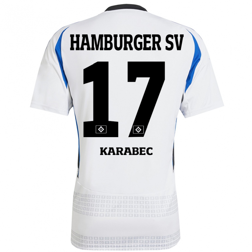 Vaikiškas Adam Karabec #17 Balta Mėlyna Namų Marškinėliai 2024/25 T-Shirt