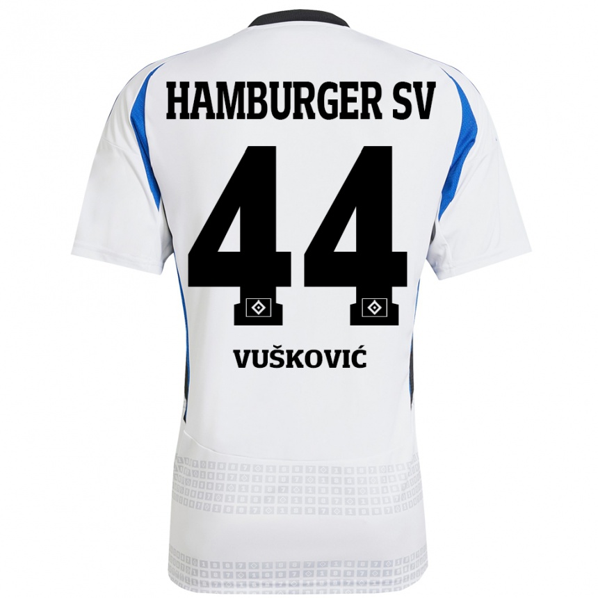 Vaikiškas Mario Vuskovic #44 Balta Mėlyna Namų Marškinėliai 2024/25 T-Shirt