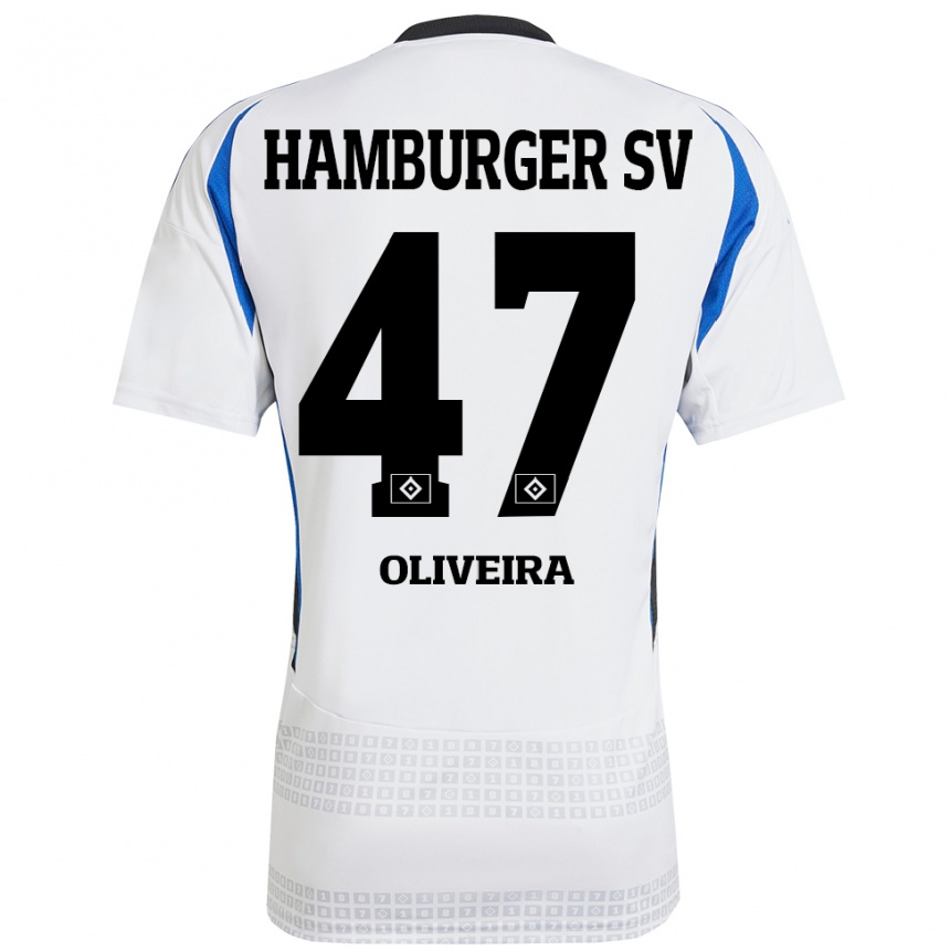 Vaikiškas Nicolas Oliveira #47 Balta Mėlyna Namų Marškinėliai 2024/25 T-Shirt