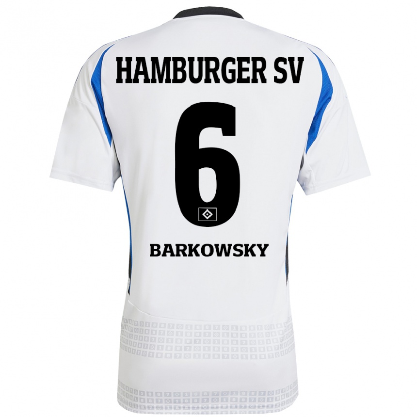 Vaikiškas Finn Barkowsky #6 Balta Mėlyna Namų Marškinėliai 2024/25 T-Shirt