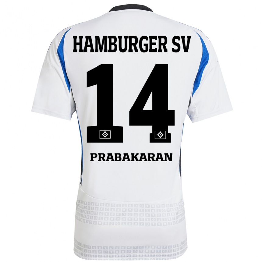 Vaikiškas Nilavan Prabakaran #14 Balta Mėlyna Namų Marškinėliai 2024/25 T-Shirt