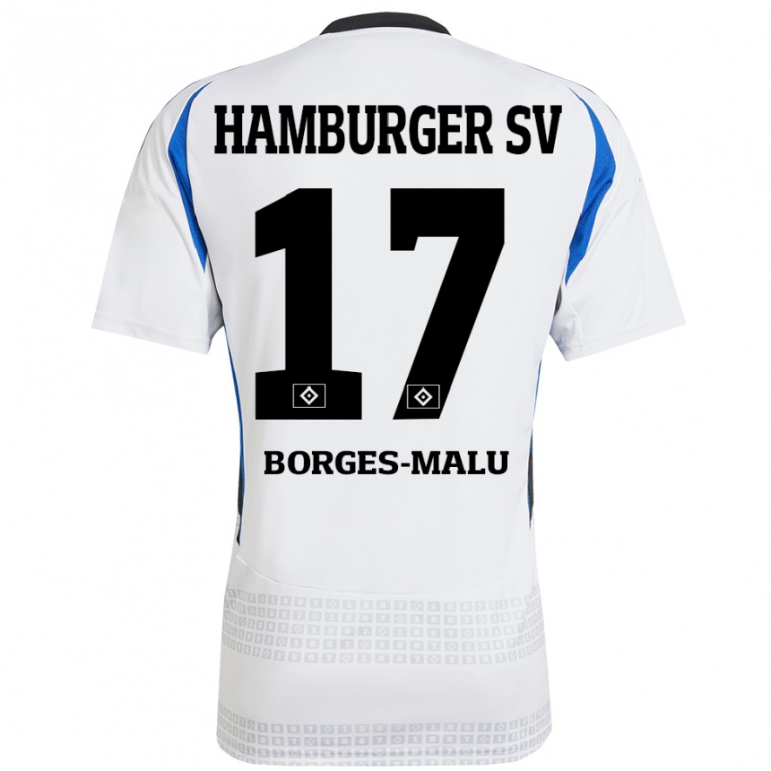 Vaikiškas Louis Borges-Malu #17 Balta Mėlyna Namų Marškinėliai 2024/25 T-Shirt