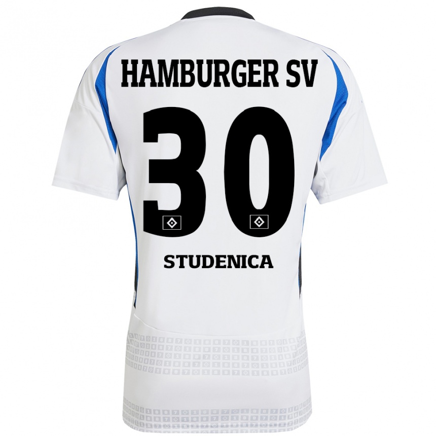 Vaikiškas Aron Studenica #30 Balta Mėlyna Namų Marškinėliai 2024/25 T-Shirt