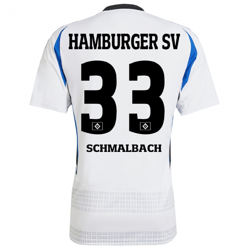 Vaikiškas Sebastian Schmalbach #33 Balta Mėlyna Namų Marškinėliai 2024/25 T-Shirt