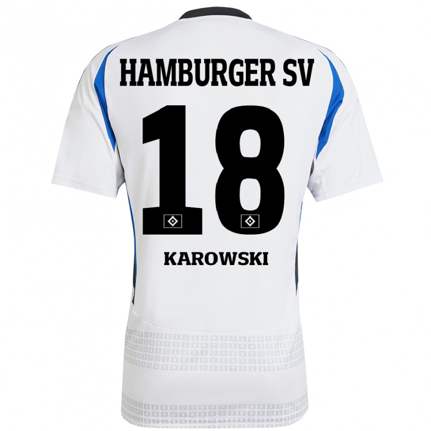 Vaikiškas Nele Karowski #18 Balta Mėlyna Namų Marškinėliai 2024/25 T-Shirt