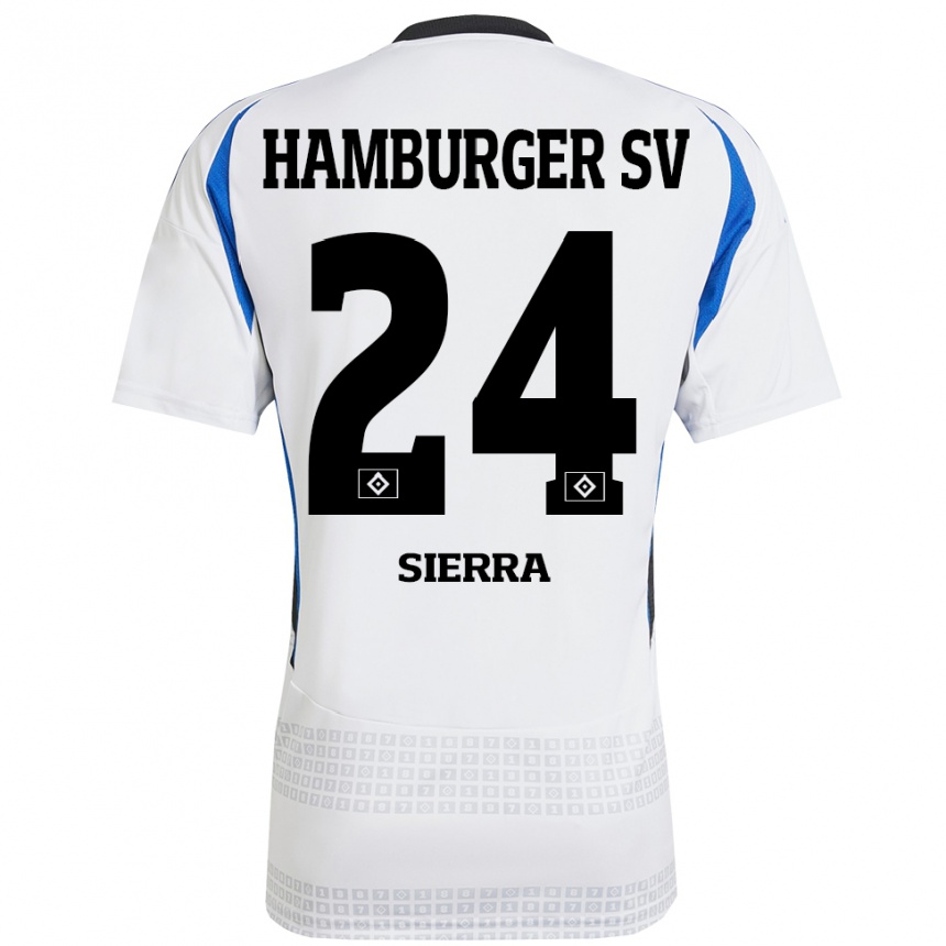 Vaikiškas Almudena Sierra #24 Balta Mėlyna Namų Marškinėliai 2024/25 T-Shirt