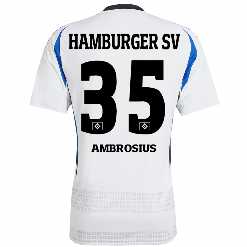 Vaikiškas Stephan Ambrosius #35 Balta Mėlyna Namų Marškinėliai 2024/25 T-Shirt