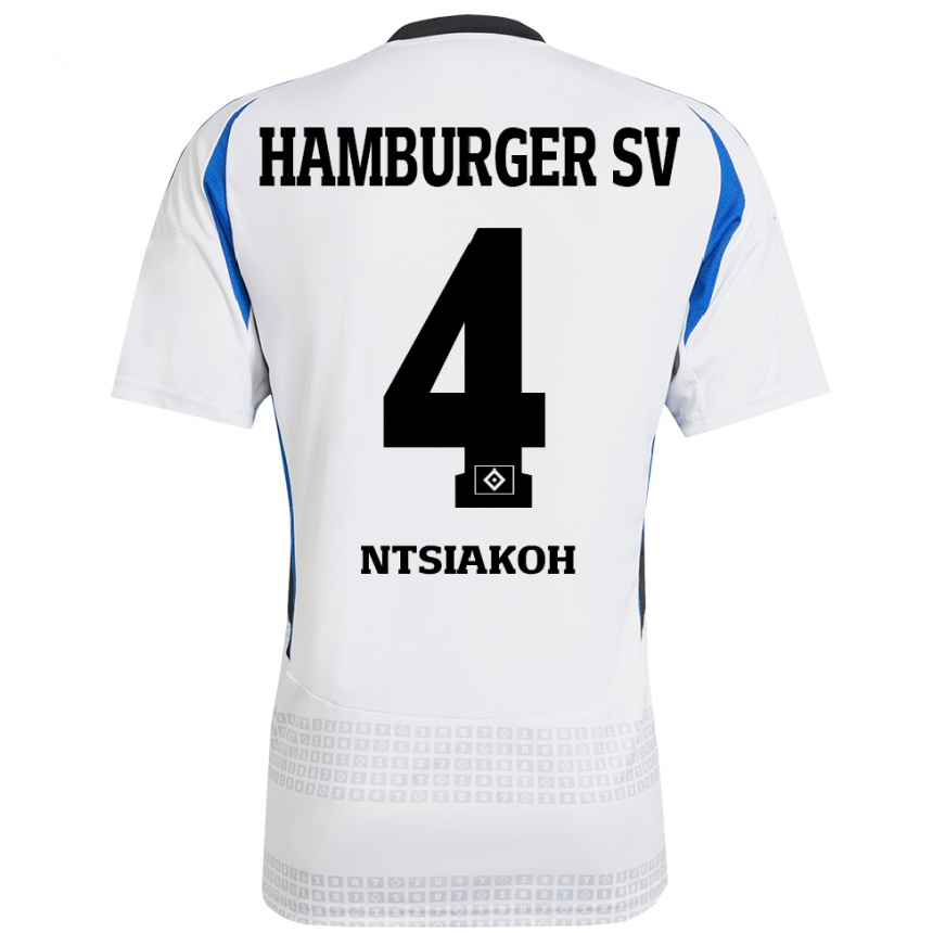 Vaikiškas Emmanuel Ntsiakoh #4 Balta Mėlyna Namų Marškinėliai 2024/25 T-Shirt