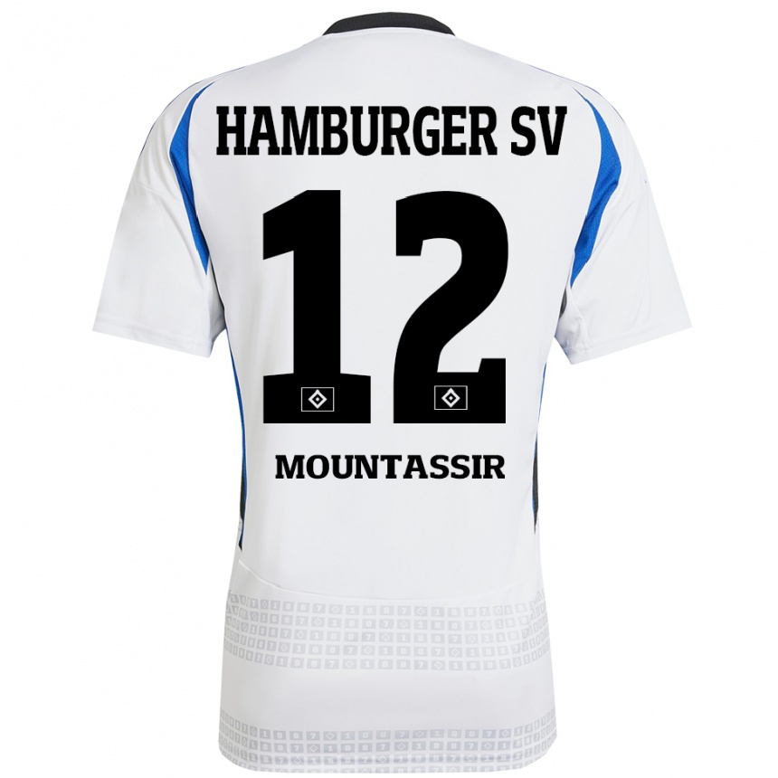 Vaikiškas Youssef Mountassir #12 Balta Mėlyna Namų Marškinėliai 2024/25 T-Shirt