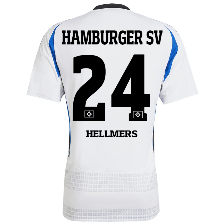 Vaikiškas Maximilian Hellmers #24 Balta Mėlyna Namų Marškinėliai 2024/25 T-Shirt