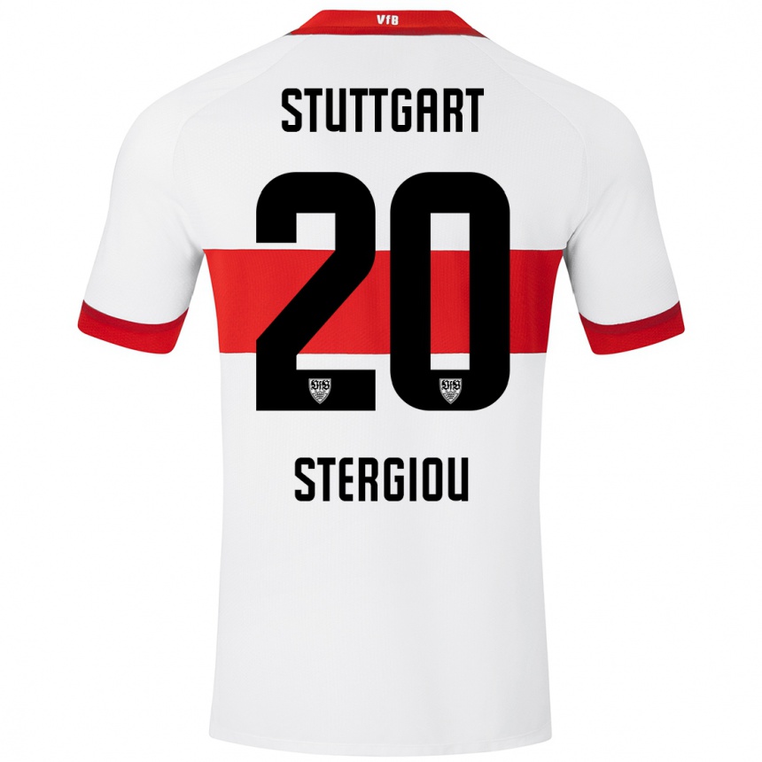 Vaikiškas Leonidas Stergiou #20 Balta Raudona Namų Marškinėliai 2024/25 T-Shirt