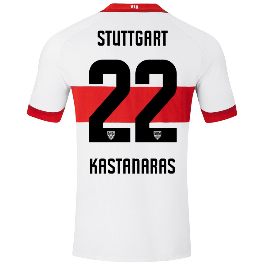 Vaikiškas Thomas Kastanaras #22 Balta Raudona Namų Marškinėliai 2024/25 T-Shirt