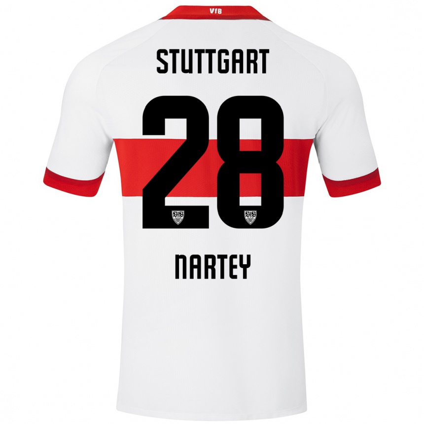 Vaikiškas Nikolas Nartey #28 Balta Raudona Namų Marškinėliai 2024/25 T-Shirt