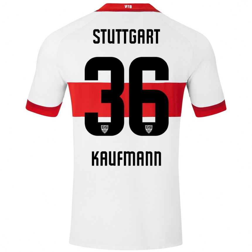 Vaikiškas Tino Kaufmann #36 Balta Raudona Namų Marškinėliai 2024/25 T-Shirt