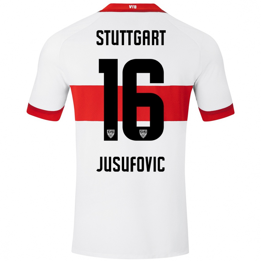 Vaikiškas Farah Jusufović #16 Balta Raudona Namų Marškinėliai 2024/25 T-Shirt