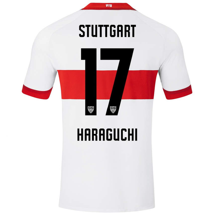 Vaikiškas Genki Haraguchi #17 Balta Raudona Namų Marškinėliai 2024/25 T-Shirt