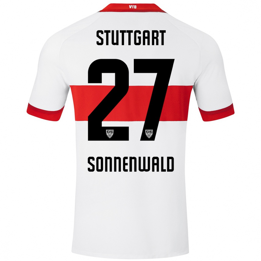 Vaikiškas Lukas Sonnenwald #27 Balta Raudona Namų Marškinėliai 2024/25 T-Shirt