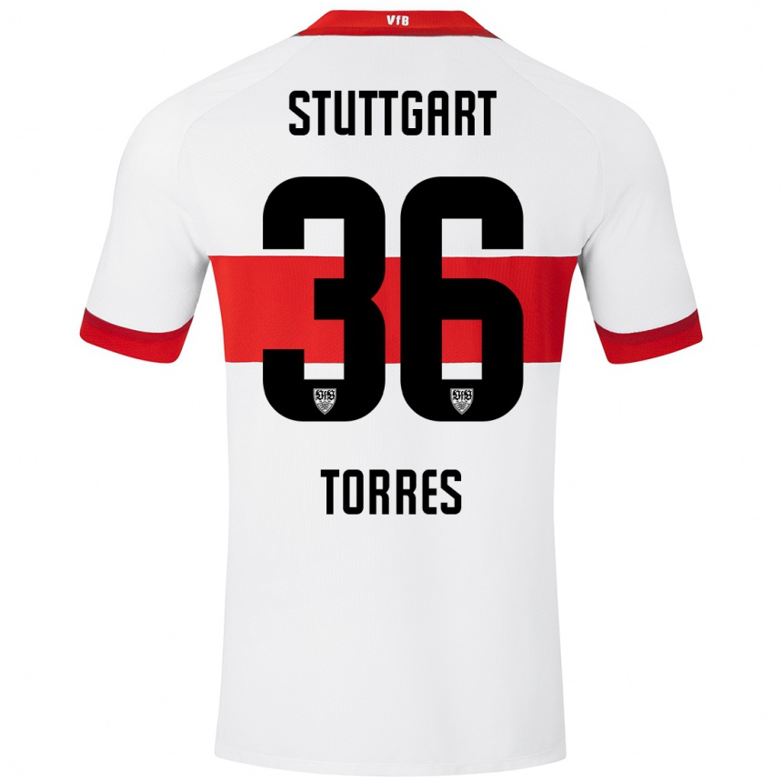 Vaikiškas Yohann Torres #36 Balta Raudona Namų Marškinėliai 2024/25 T-Shirt