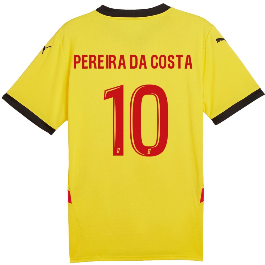 Vaikiškas David Pereira Da Costa #10 Geltona Raudona Namų Marškinėliai 2024/25 T-Shirt