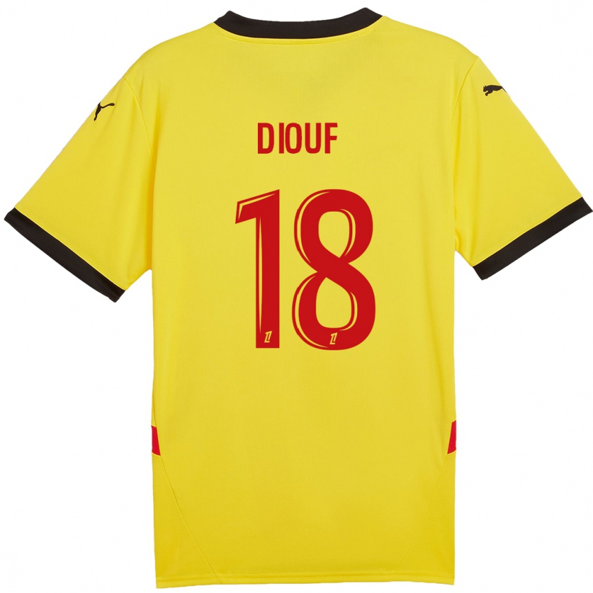 Vaikiškas Andy Diouf #18 Geltona Raudona Namų Marškinėliai 2024/25 T-Shirt