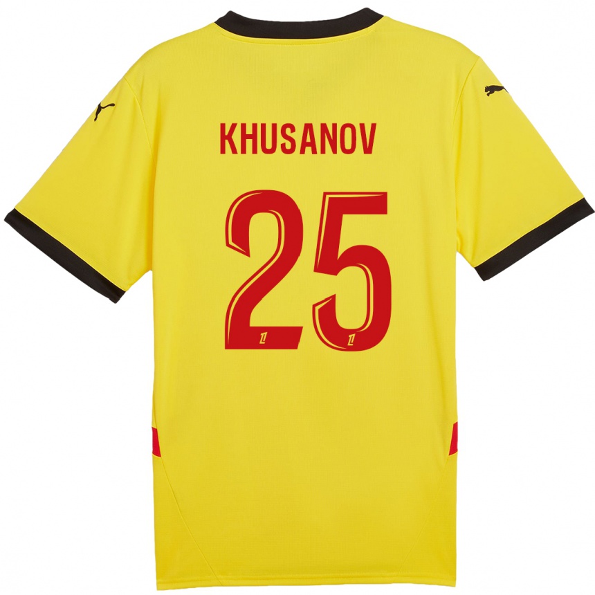 Vaikiškas Abdukodir Khusanov #25 Geltona Raudona Namų Marškinėliai 2024/25 T-Shirt