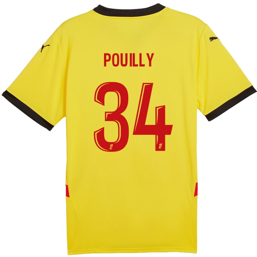 Vaikiškas Tom Pouilly #34 Geltona Raudona Namų Marškinėliai 2024/25 T-Shirt